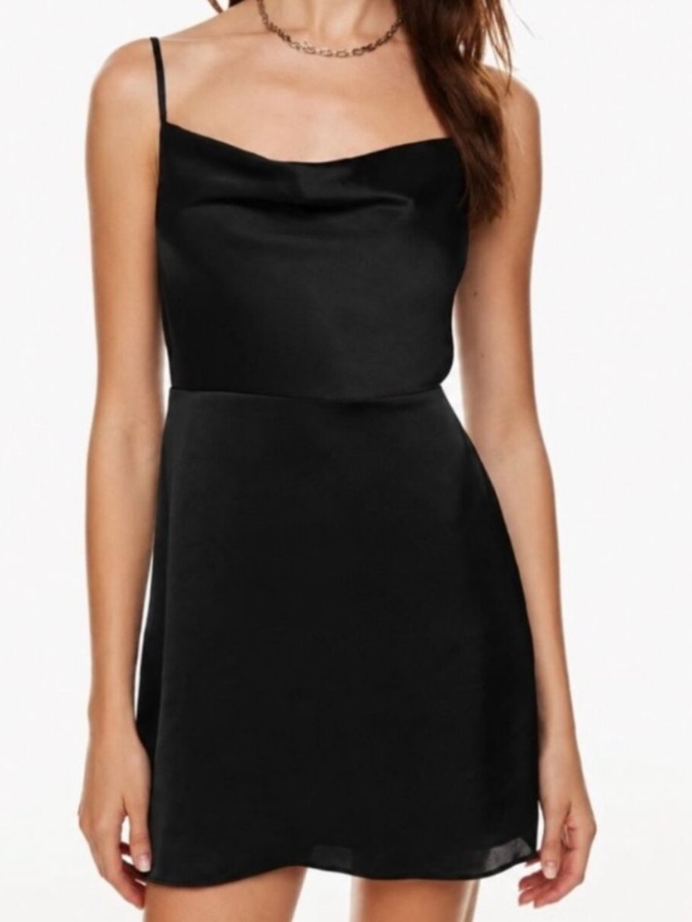 Aritzia Sunday Best Satin Spencer Mini Dress Cowl Neck Spaghetti
Strap Black M